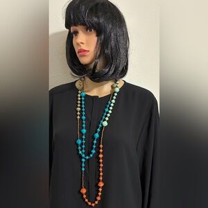 BoHo multi-wear paper bead Satoir 72” necklace can be doubled or tripled